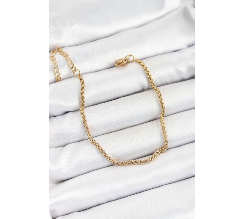 316L Çelik Gold Renk Örgü Burgu Zincir Erkek Bileklik - TJ-EB3729