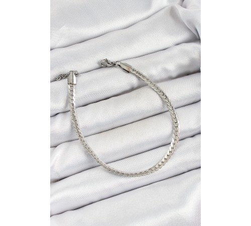 316L Çelik Gümüş Renk Ezme Zincir Erkek Bileklik - TJ-EB3732