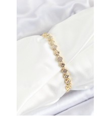 Pirinç Yonca Model Zirkon Taşlı Gold Renk VİP Seri Kadın Bileklik - TJ-BB7201
