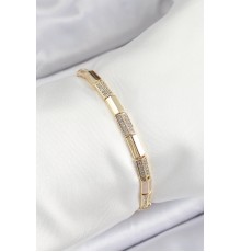 Pirinç Dikdörtgen Model Zirkon Taşlı Gold Renk VİP Seri Kadın Bileklik - TJ-BB7205