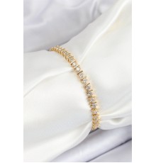 Pirinç Sıralı Çit Model Zirkon Taşlı Gold Renk VİP Seri Kadın Bileklik - TJ-BB7207