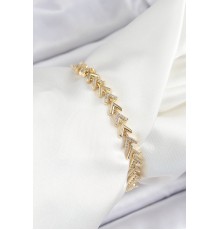 Pirinç Sıralı Ok Model Zirkon Taşlı Gold Renk VİP Seri Kadın Bileklik - TJ-BB7209