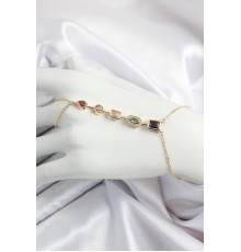 Pirinç Renkli Zirkon Taşlı Y Model Gold Renk Kadın Şahmeran - TJ-SN679