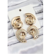 Pirinç Sarmal Sallantılı Deniz Kabuğu Vintage Model Gold Renk Küpe - TJ-BKP10769