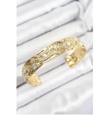 Pirinç Zirkon Taşlı Göz Model Gold Renk Altı Açık Kadın Bileklik - TJ-BB7213