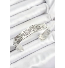 Pirinç Zirkon Taşlı Göz Model Gümüş Renk Altı Açık Kadın Bileklik - TJ-BB7215