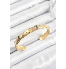 Pirinç Karışık Zirkon Taşlı Çiçek Model Gold Renk Altı Açık Kadın Bileklik - TJ-BB7216