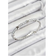 Pirinç Zirkon Taşlı Kalp Model Gümüş Renk Yaylı Kadın Bileklik - TJ-BB7220