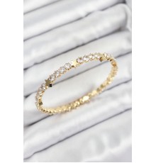 Pirinç Zirkon Taşlı Yıldız Model Gold Renk Yaylı Kadın Bileklik - TJ-BB7221