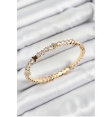 Pirinç Zirkon Taşlı Model Gold Renk Yaylı Kadın Bileklik - TJ-BB7223