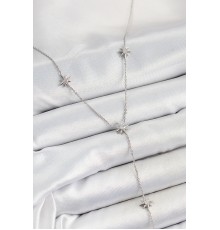 Pirinç Zirkon Taşlı Kutup Yıldız Figürlü Y Model Gümüş Renk Kadın Kolye - TJ-BKO10311