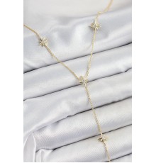 Pirinç Zirkon Taşlı Kutup Yıldız Figürlü Y Model Gold Renk Kadın Kolye - TJ-BKO10312