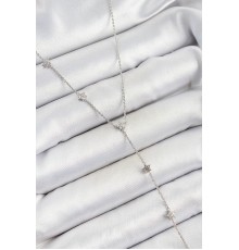 Pirinç Zirkon Taşlı Sıralı Yıldız Figürlü Y Model Gümüş Renk Kadın Kolye - TJ-BKO10315