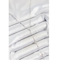 Pirinç Zirkon Taşlı Sıralı Figürlü Y Model Gümüş Renk Kadın Kolye - TJ-BKO10317