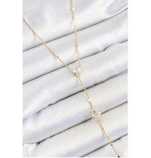 Pirinç Zirkon Taşlı Sıralı Figürlü Y Model Gold Renk Kadın Kolye - TJ-BKO10318