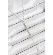 Pirinç Zirkon Taşlı Sıralı Yıldız Figürlü Y Model Gümüş Renk Kadın Kolye - TJ-BKO10321