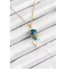 316L Çelik Zincir Mavi Balık Model Gold Renk Kadın Kolye - TJ-BKO10324