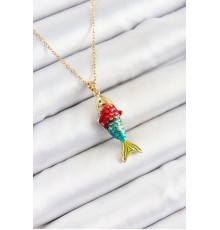 316L Çelik Zincir Karışık Renk Balık Model Gold Kadın Kolye - TJ-BKO10326