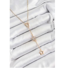 316L Çelik Zirkon Taşlı Yıldız Figürlü Y Model Gold Renk Kadın Kolye - TJ-BKO10329