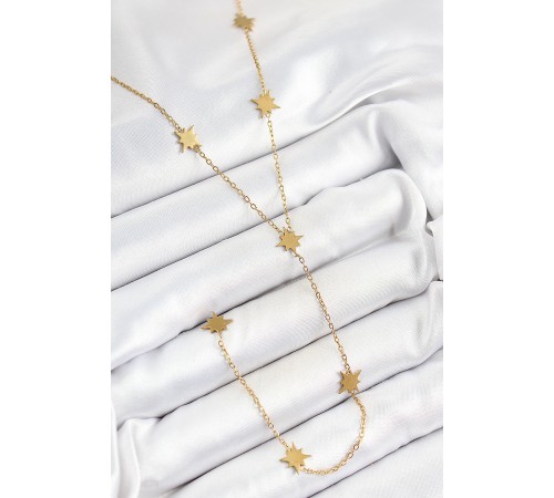 316L Çelik Kutup Yıldızı Figürlü Y Model Gold Renk Kadın Kolye - TJ-BKO10333