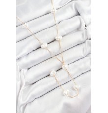 316L Çelik İncili Kalp Figürlü Y Model Gold Renk Kadın Kolye - TJ-BKO10335