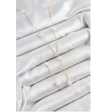 316L Çelik İnci Figürlü Y Model Gold Renk Kadın Kolye - TJ-BKO10340