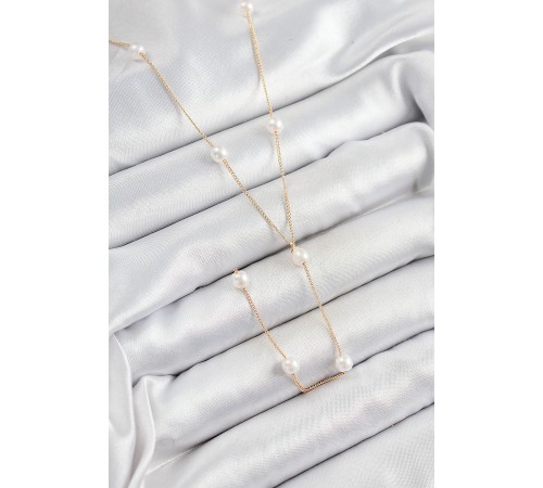 316L Çelik İnci Figürlü Y Model Gold Renk Kadın Kolye - TJ-BKO10340