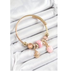 316L Çelik Pembe İstiridye Model Gold Renk Charm Bileklik - TJ-BB7305