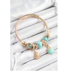316L Çelik Mavi İstiridye Model Gold Renk Charm Bileklik - TJ-BB7306