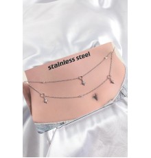 316L Çelik Zirkon Taşlı Kutup Yıldızı Model Gümüş Renk Göbek Zinciri - TJ-BKGZ10343