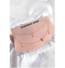 316L Çelik Zirkon Taşlı Kutup Yıldızı Model Gold Renk Göbek Zinciri - TJ-BKGZ10344