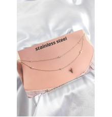 316L Çelik Zirkon Taşlı Damla Model Gold Renk Göbek Zinciri - TJ-BKGZ10342