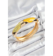 Pirinç Beyaz Yeşil Sarı Mineli Baklava Model Gold Renk Kadın Kelepçe - TJ-BB7328