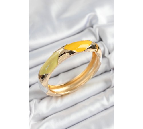 Pirinç Beyaz Yeşil Sarı Mineli Baklava Model Gold Renk Kadın Kelepçe - TJ-BB7328