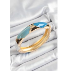 Pirinç Mavi Beyaz Mineli Baklava Model Gold Renk Kadın Kelepçe - TJ-BB7330