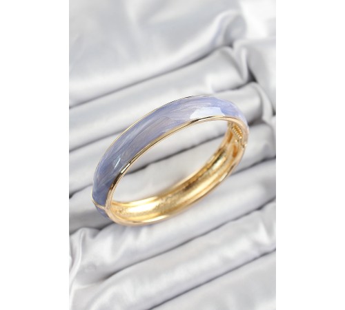 Pirinç Mavi Mor Mineli Mermer Desen Model Gold Renk Kadın Kelepçe - TJ-BB7331