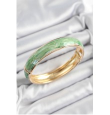 Pirinç Mavi Yeşil Mineli Mermer Desen Model Gold Renk Kadın Kelepçe - TJ-BB7332