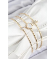 Pirinç Zirkon Taşlı İstiridye Ve Deniz Yıldızı Model Gold Renk Vip 3'lü Kadın Bileklik - TJ-BB7335