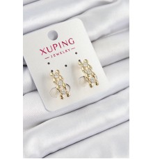 Xuping Zirkon Taşlı Sıralı Damla Model Gold Renk Kadın Küpe - TJ-BKP10839