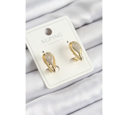 Xuping Zirkon Taşlı Damla Model Gold Renk Kadın Küpe - TJ-BKP10844