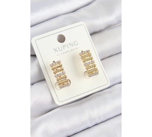 Xuping Zirkon Taşlı Dikdörtgen Model Gold Renk Kadın Küpe - TJ-BKP10847