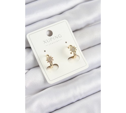 Xuping Zirkon Taşlı Çiçek Model Gold Renk Kadın Küpe - TJ-BKP10849