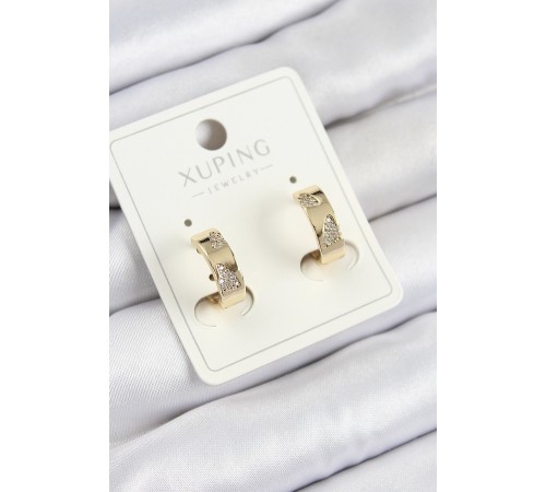 Xuping Zirkon Taşlı Desenli Halka Model Gold Renk Kadın Küpe - TJ-BKP10851