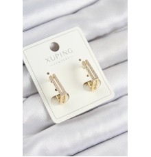 Xuping Zirkon Taşlı Dikdörtgen Model Gold Renk Kadın Küpe - TJ-BKP10854