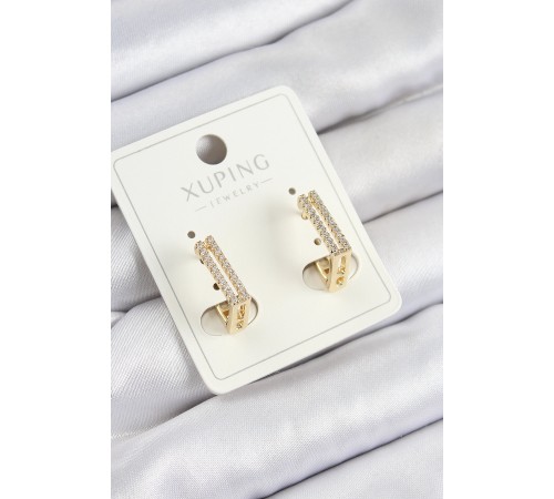 Xuping Zirkon Taşlı Dikdörtgen Model Gold Renk Kadın Küpe - TJ-BKP10854