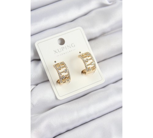 Xuping Zirkon Taşlı Çit Halka Model Gold Renk Kadın Küpe - TJ-BKP10856