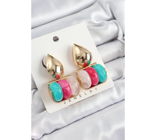 Pirinç Karışık Renk Vintage Model Kadın Küpe - TJ-BKP10863