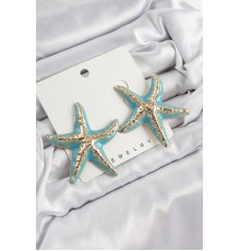 Pirinç Turkuaz Deniz Yıldızı Model Vintage Kadın Küpe - TJ-BKP10866