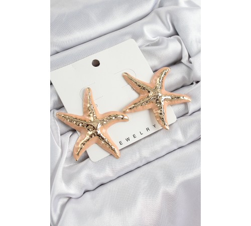 Pirinç Krem Deniz Yıldızı Model Vintage Kadın Küpe - TJ-BKP10867