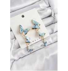 Pirinç Sedef Sallantılı Mermer Desenli Model Gold Renk Vintage Kadın Küpe - TJ-BKP10870